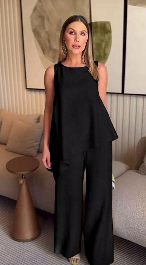 Asimetrik Bluz & Pantolon İkili Takım