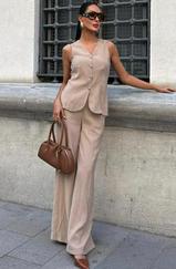 Arkası Bağcıklı Yelek Plazza Pantolon Modal Takım 10202-08