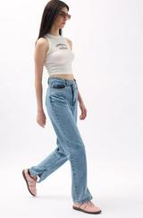 Asimetrik Bel Paça Yırtmaçlı Jean