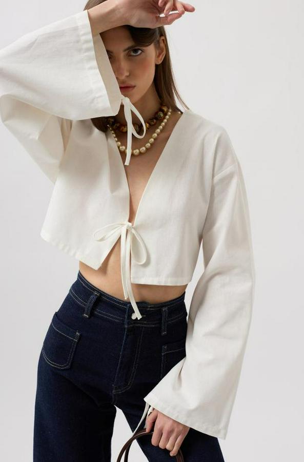 Bağlama Detay Uzun Kol Bluz