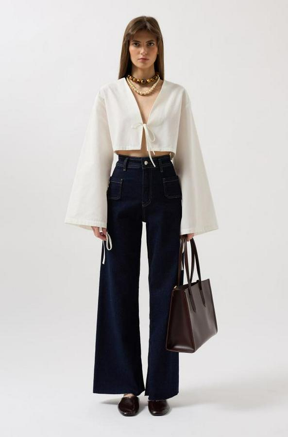 Bağlama Detay Uzun Kol Bluz