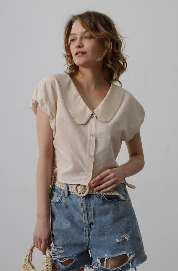 Bebe Yaka Yanları Bağlamalı Bluz