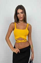 Bel Bağcıklı Crop Bluz