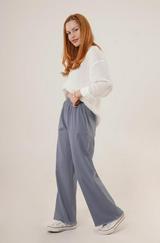 Bel Lastikli Paça Detaylı Cepli Indigo Pantolon