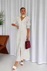 Beyaz Arka Ve Bel Ucu Gipeli Elbise