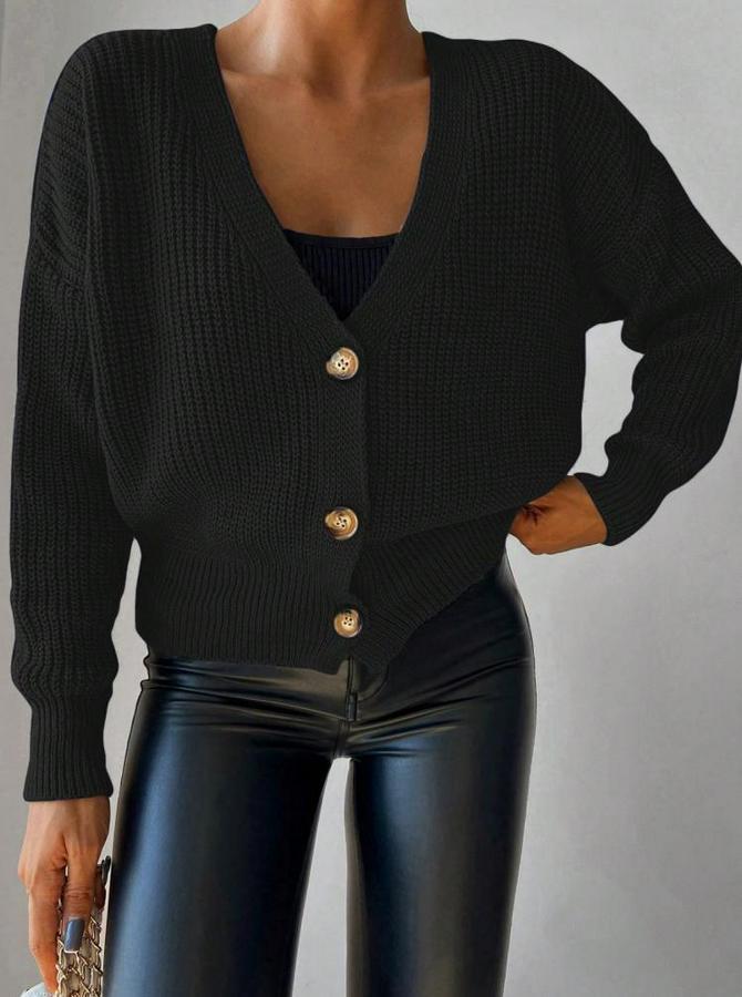 Düğme Detay Triko Bluz