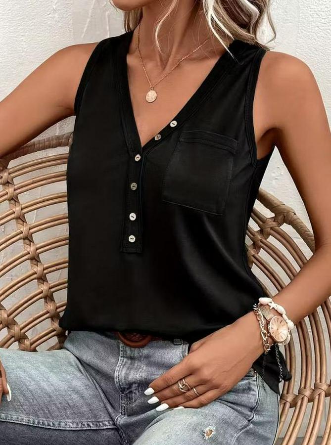 Askılı Önden Düğmeli Viskon Bluz