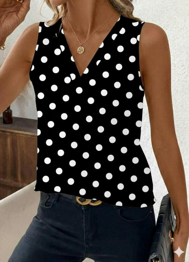 Askılı V Yakalı Puantiyeli Süprem Bluz