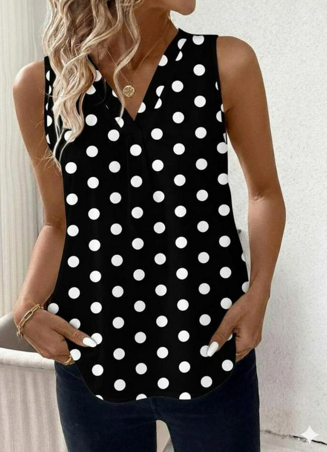 Askılı V Yakalı Puantiyeli Süprem Bluz