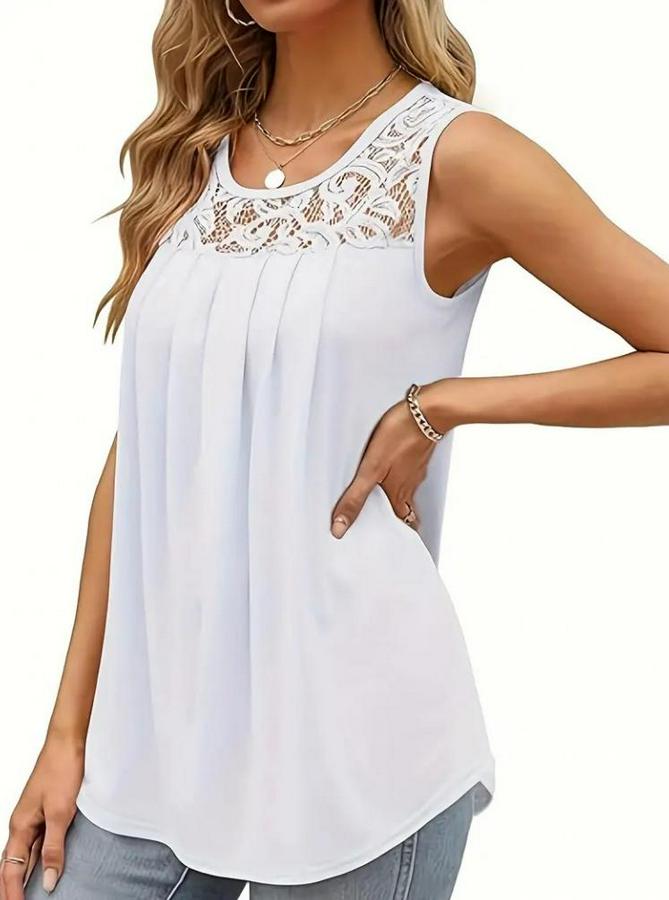 Askılı Yuvarlak Yaka Dantel Detaylı Viskon Bluz