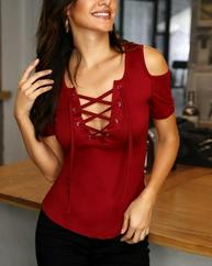 Bağcık Detaylı Viskon Kumaş Bluz 55cm