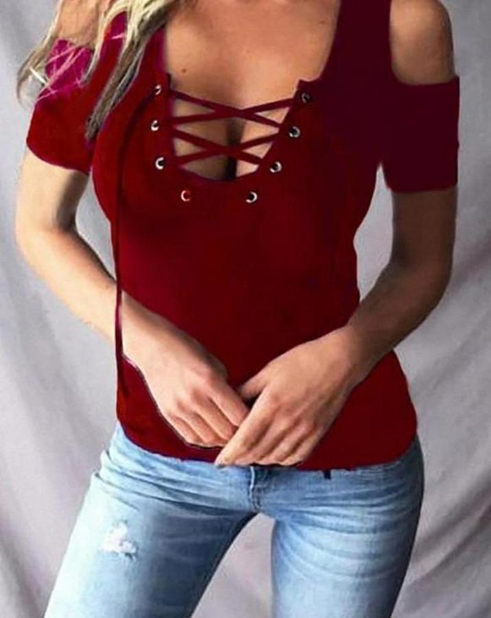 Bağcık Detaylı Viskon Kumaş Bluz 55cm