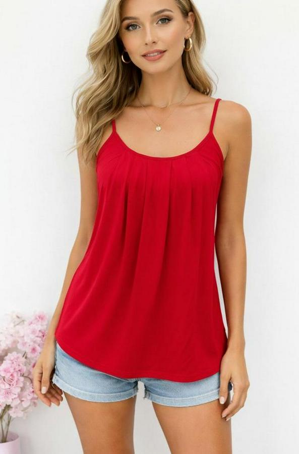 Ip Askılı Yuvarlak Yakalı Pileli Uzun Viskon Bluz