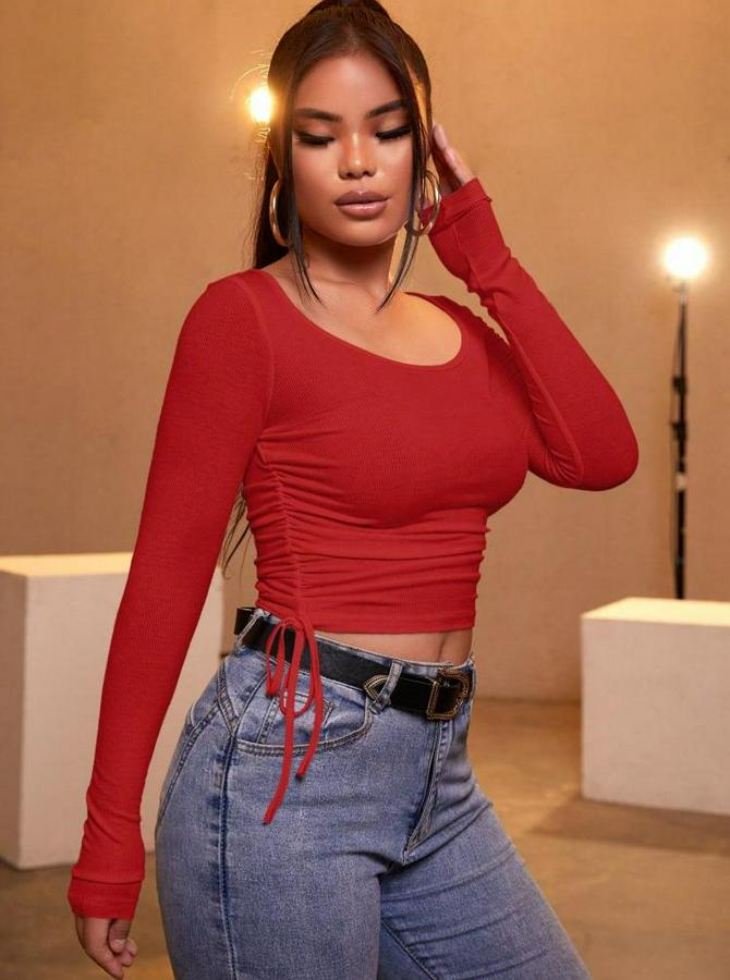 Kırmızı Kaşkorse Kumaş Bluz