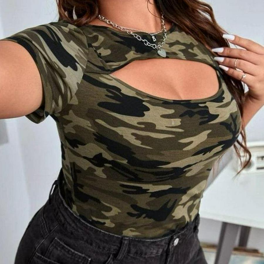 Kısa Kollu Bisiklet Yaka Dekolteli Süprem Bluz