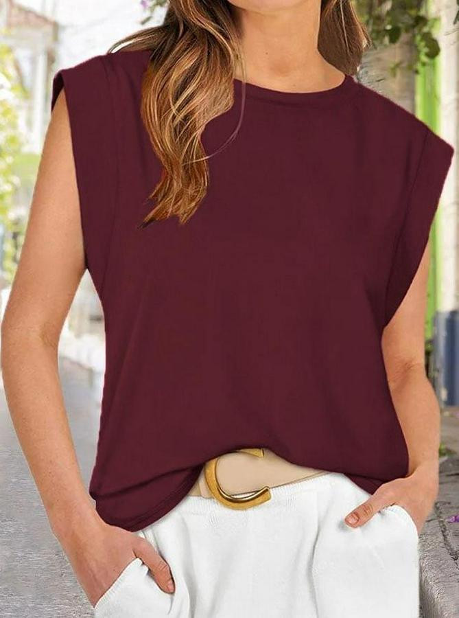 Kısa Kollu Bisiklet Yaka Viskon Bluz