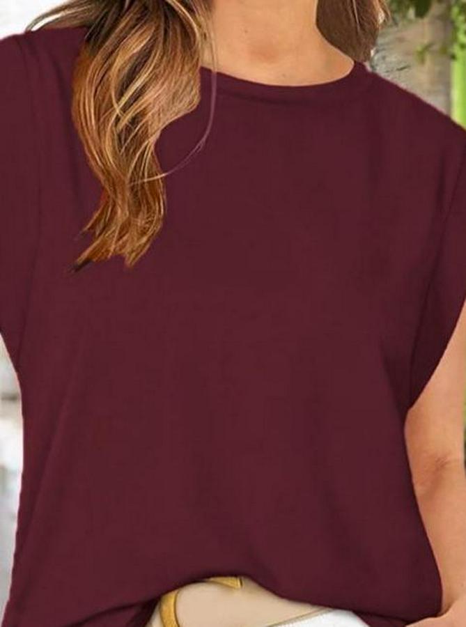 Kısa Kollu Bisiklet Yaka Viskon Bluz