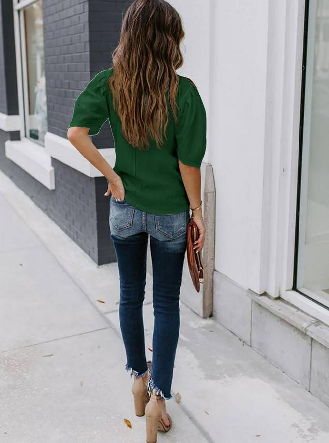 Kısa Kollu Pileli Balın Kol Bürümcük Bluz