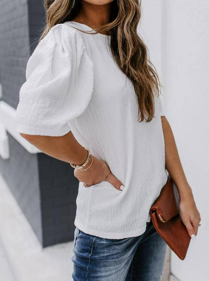 Kısa Kollu Pileli Balın Kol Bürümcük Bluz