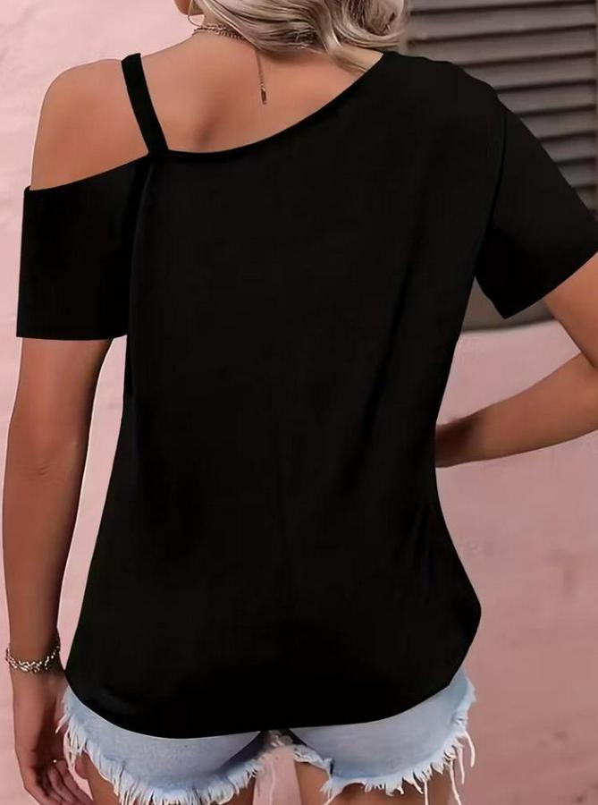 Kısa Kollu Tek Askı Detaylı Tokalı Viskon Bluz