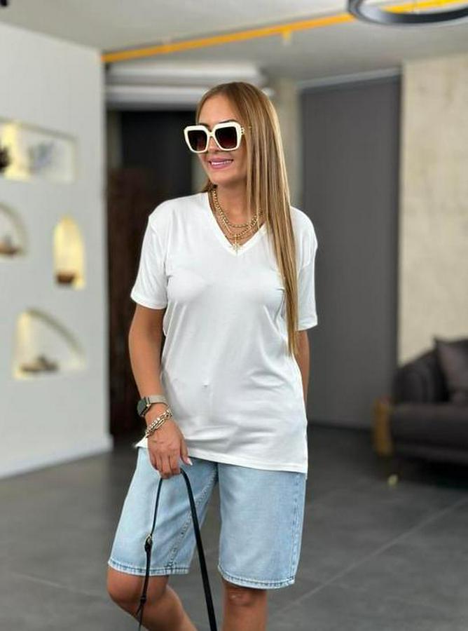 Kısa Kollu V Yaka Bluz