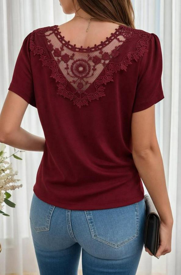 Kısa Kollu V Yakalı Viskon Bluz