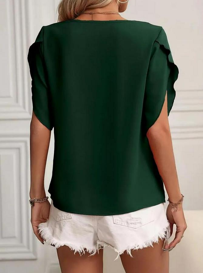 Kısa Kollu Yaka Ve Kol Detay Jesica Bluz