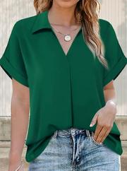 Kısa Kollu Yakalı Uzun Sandy Bluz