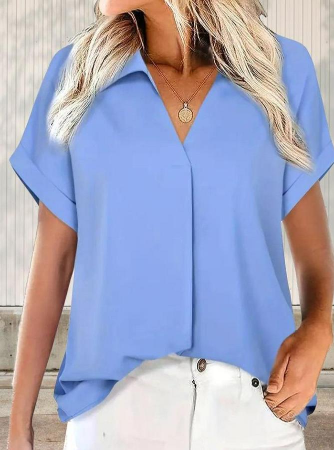 Kısa Kollu Yakalı Uzun Sandy Bluz