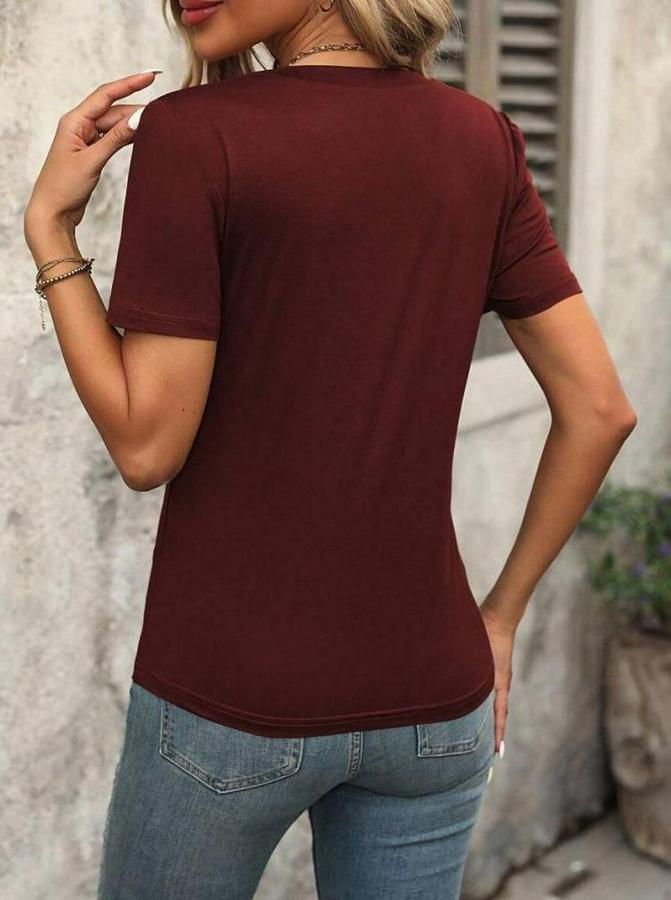 Kollu V Yakalı Omuzlarda Çizgi Detaylı Viskon Bluz