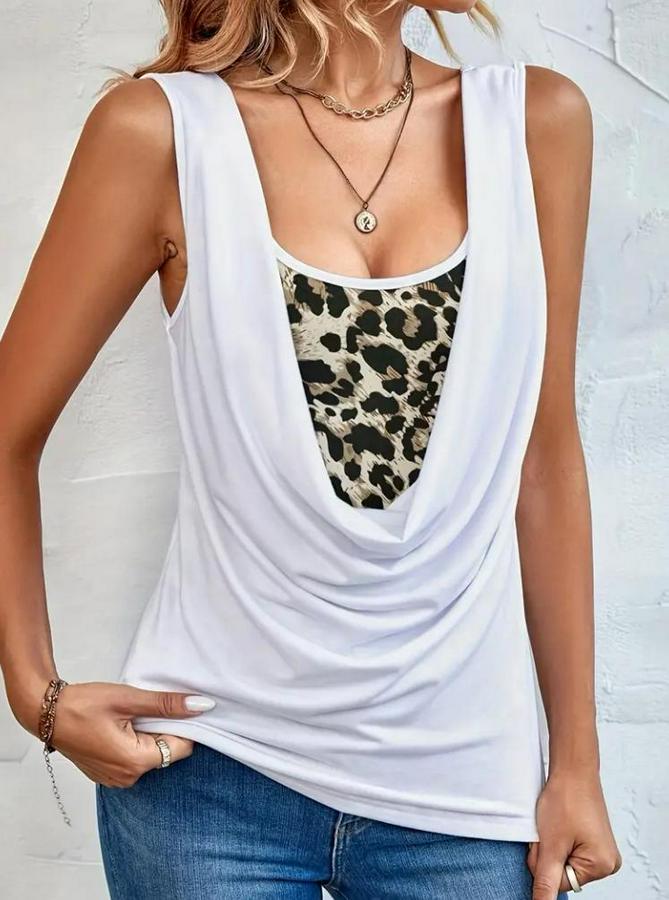 Kolsuz Degaje Leopar Detay Bluz