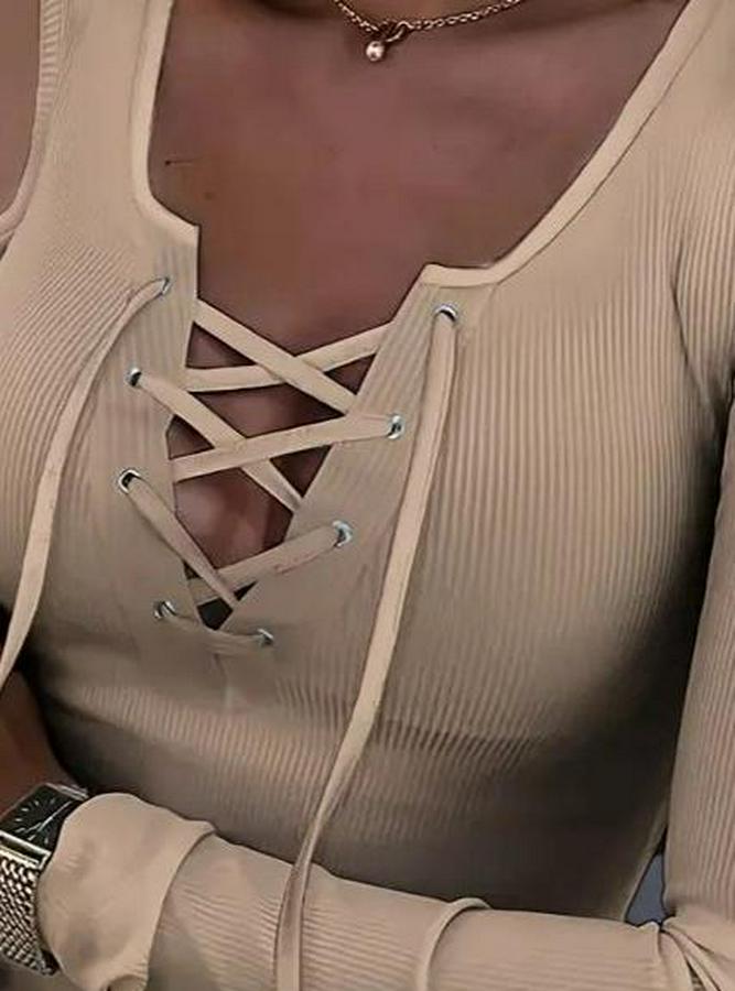 Omuzlardan Açık Uzun Kollu Bağcıklı Kaşkorse Bluz