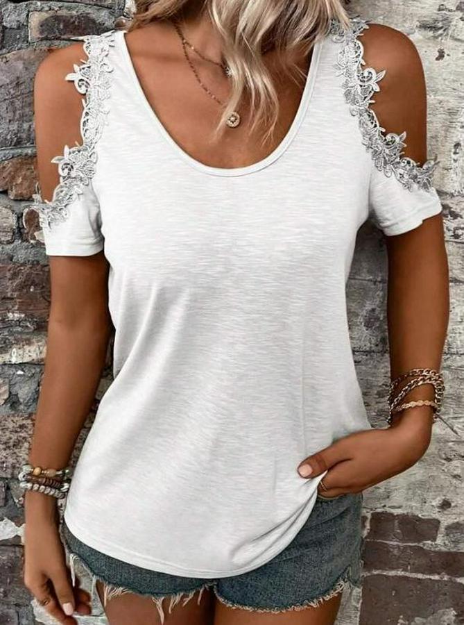 Omuzlardan Açık Yuvarlak Yakalı Viskon Bluz