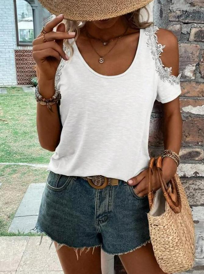 Omuzlardan Açık Yuvarlak Yakalı Viskon Bluz