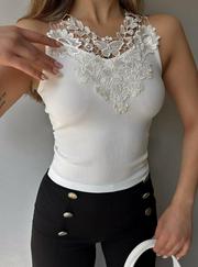 Ottoman Kumaş Dantel Detaylı Bluz