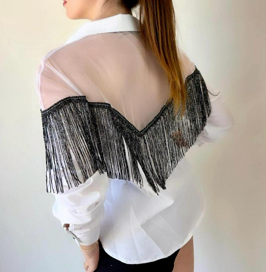 Püskül Detay Poplin Gömlek Bluz Fırsat Ürün