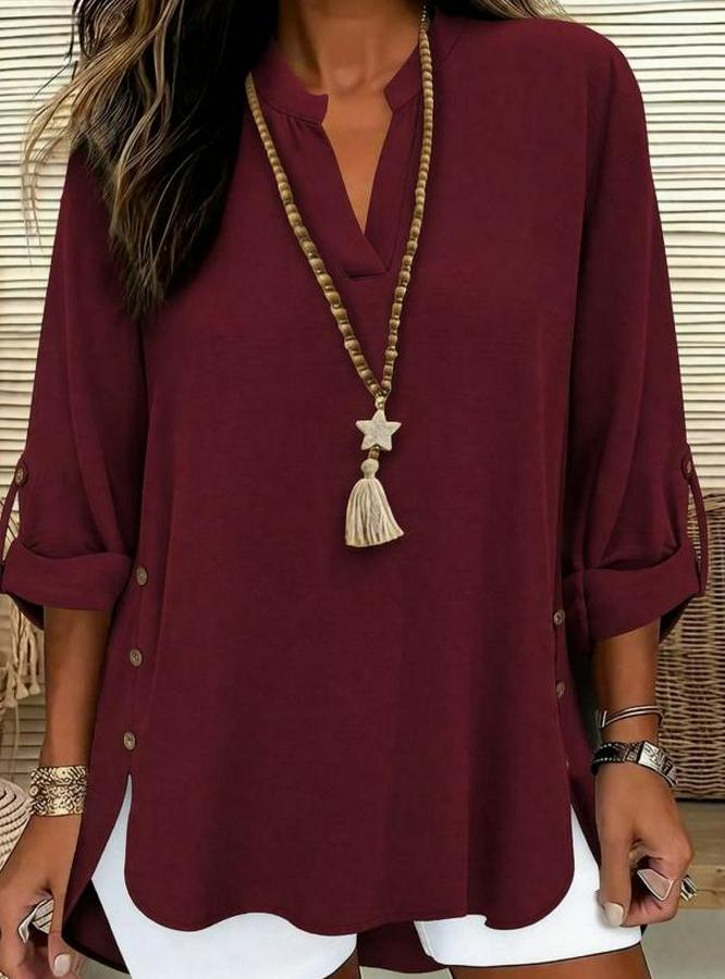 Truvakar Kol Hakim Yakalı Yandan Düğme Detaylı Aerobin Bluz