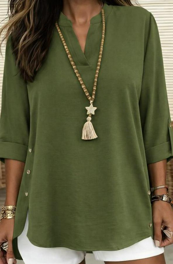 Truvakar Kol Hakim Yakalı Yandan Düğme Detaylı Aerobin Bluz