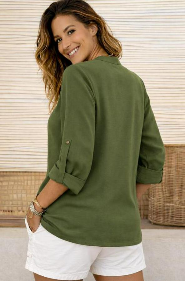 Truvakar Kol Hakim Yakalı Yandan Düğme Detaylı Aerobin Bluz