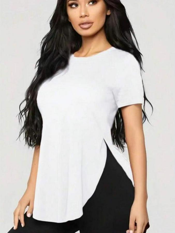 Türlü Viskon Kumaş Yırtmaç Detaylı Bluz