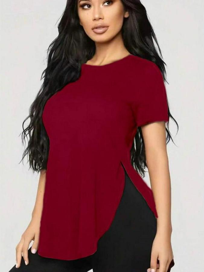 Türlü Viskon Kumaş Yırtmaç Detaylı Bluz