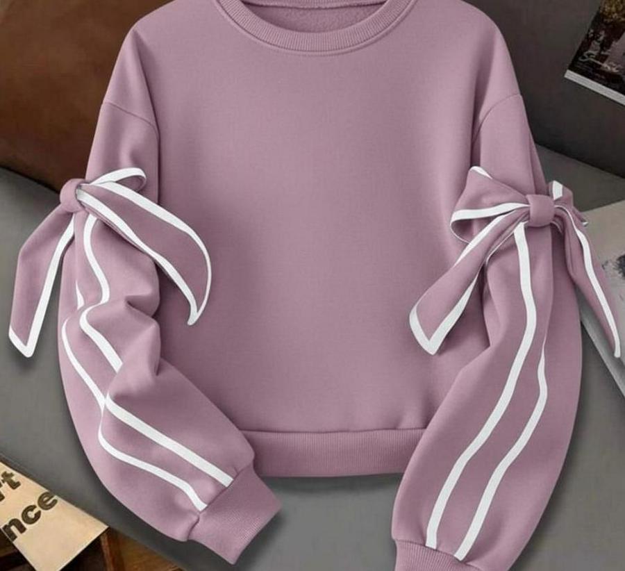 Uzun Kollu Ara Biye Ve Fiyonk Detay Bluz