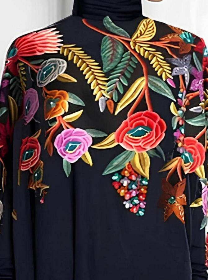 Uzun Kollu Balıkçı Yaka Asimetrik Kesim Mikro Bluz