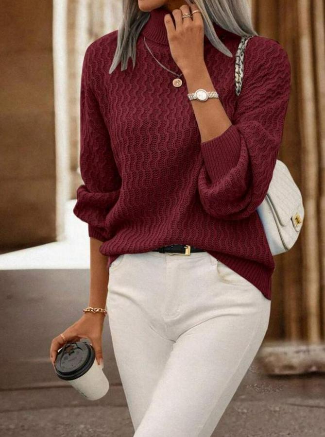 Uzun Kollu Balıkçı Yaka Triko Bluz