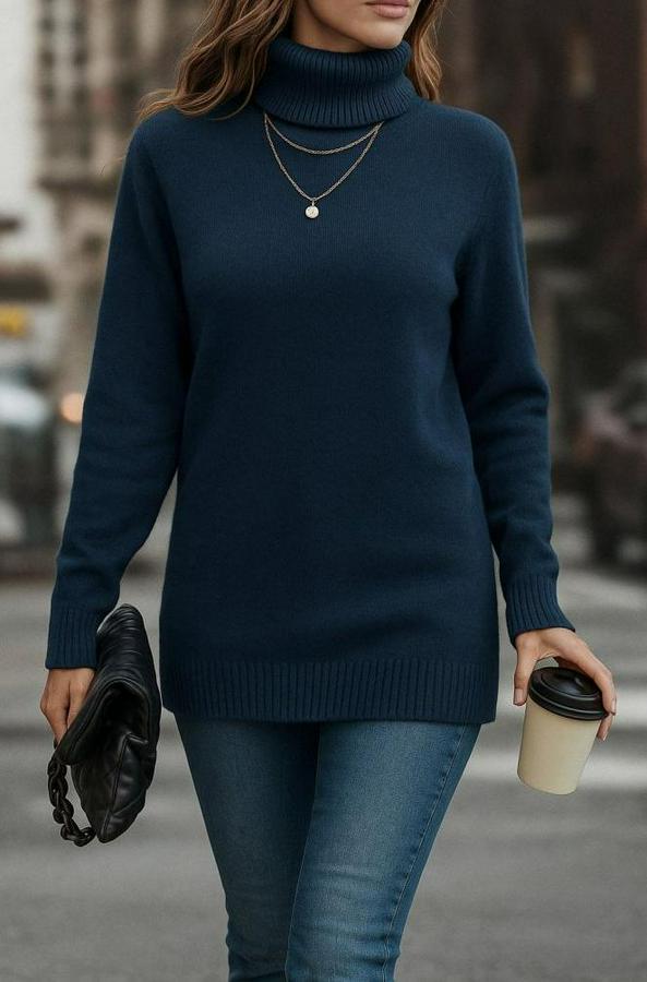 Uzun Kollu Balıkçı Yaka Triko Bluz