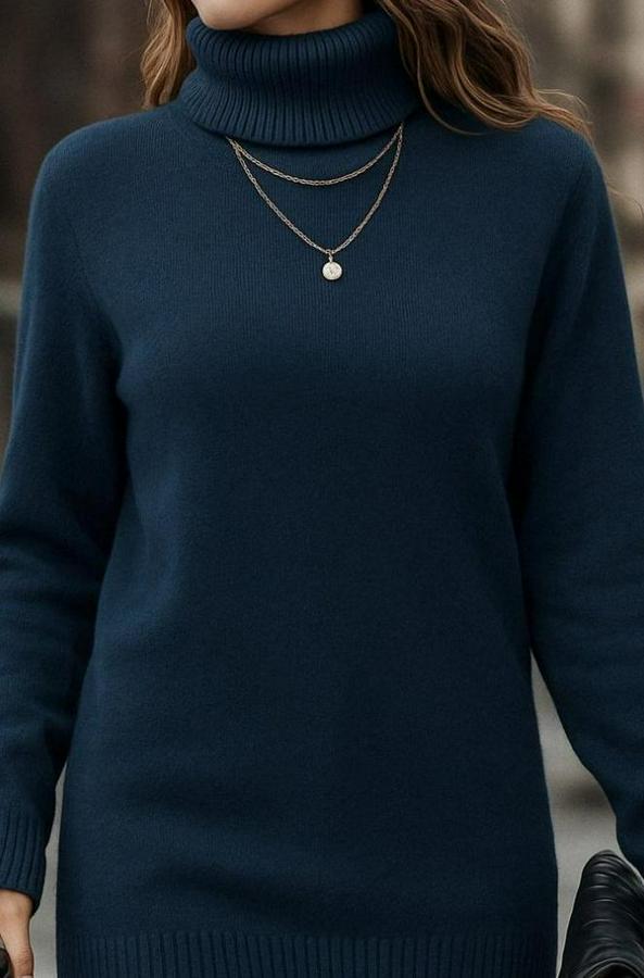 Uzun Kollu Balıkçı Yaka Triko Bluz