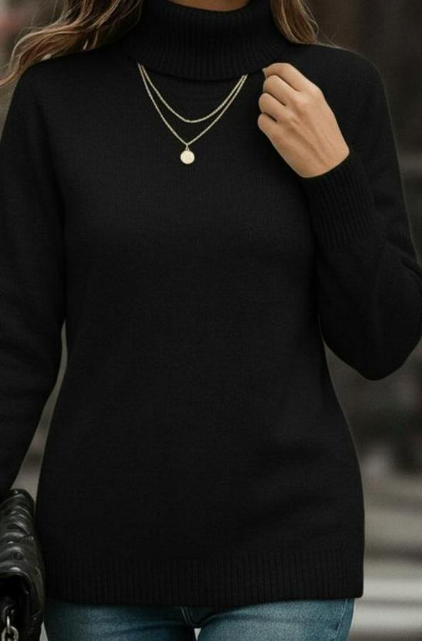 Uzun Kollu Balıkçı Yaka Triko Bluz