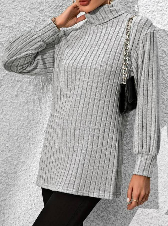 Uzun Kollu Balıkçı Yaka Yandan Yırtmaçlı Şardonlu Kaşkorse Bluz