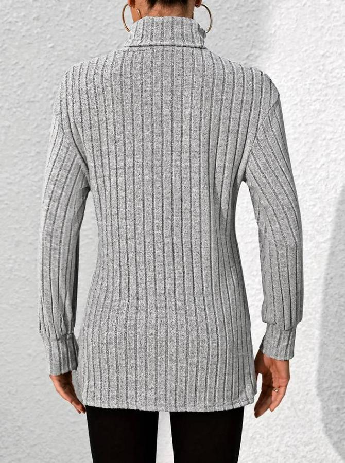 Uzun Kollu Balıkçı Yaka Yandan Yırtmaçlı Şardonlu Kaşkorse Bluz