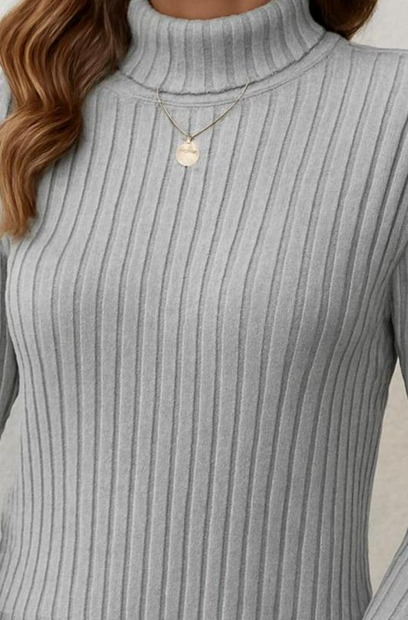 Uzun Kollu Balıkçı Yaka Yandan Yırtmaçlı Şardonlu Kaşkorse Bluz